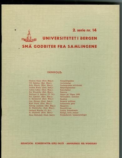 Serie 2, nr 14, UNIVERSITETET I BERGEN- SMÅ GODBITER FRA SAMLINGANE.