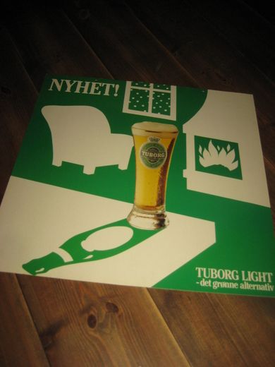 Reklameplakat, TUBORG LIGHT- det grønne alternativ. 80 tallet. 