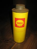 SHELL BLIKKBOKS, merka VAREPRØVE. Ca 22 cm høg. 50 tallet. 