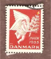 1933, julemerke fra Danmark, stempla.