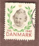 1942, julemerke fra Danmark, stempla.