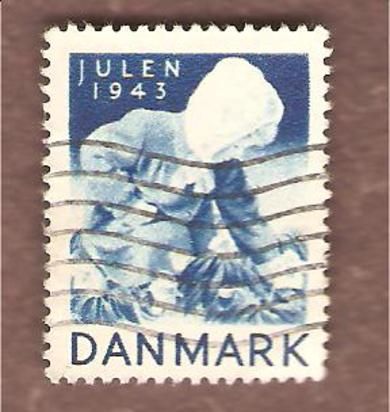 1943, julemerke fra Danmark, stempla.