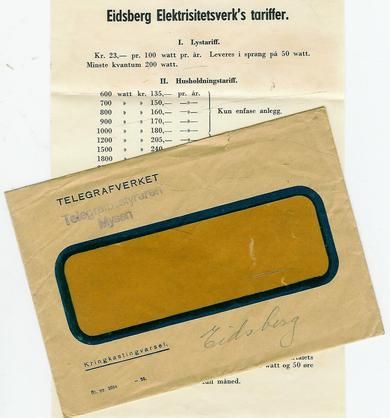 Brev fra Telegrafverket, Mysen 1939