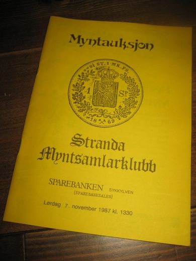 Katalog fra Stranda Myntsamlerklubb, 1987. 