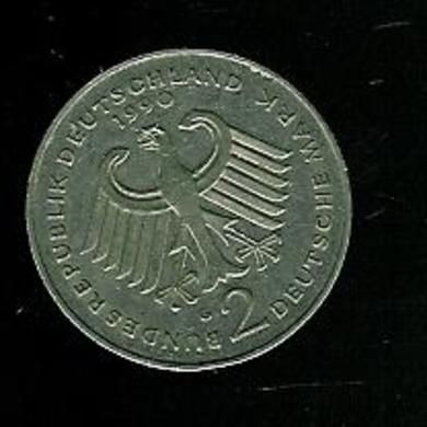 1990, 2 deutsche mark