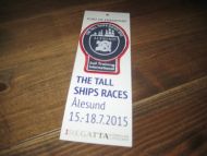 Ubrukt jakkemerke i stoff, fra THE TALL SHIPS RACES, Aalesund 15. - 18. 7. 2015. 