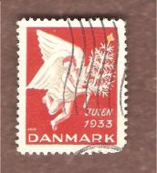 1933, julemerke fra Danmark, stempla.