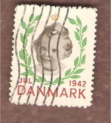 1942, julemerke fra Danmark, stempla.