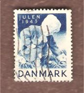 1943, julemerke fra Danmark, stempla.