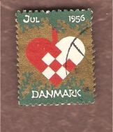 1956, julemerke fra Danmark, stempla.