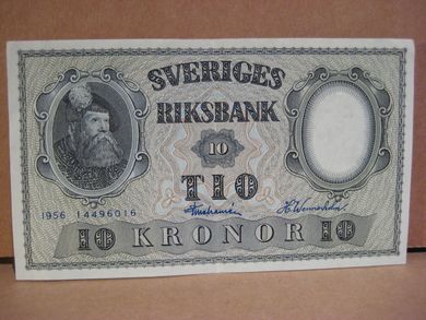 1956, 10 KRONOR, meget pen.