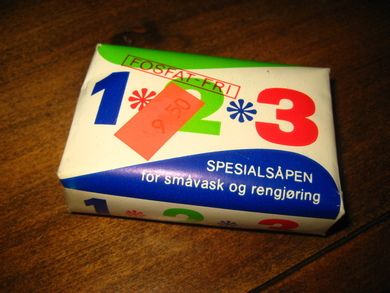 Ubrukt såpe, 1*2*3, fra Barengen, 60 tallet.