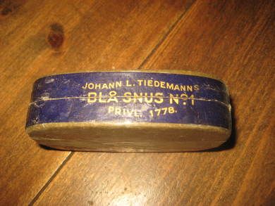 JOHAN L. TIEDEMANS BLÅ SNUS NR 1, 50 tallet