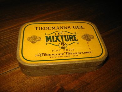 Eske uten innhold, TIEDEMANS GUL LETT MIXTURE 2, 50 tallet. 