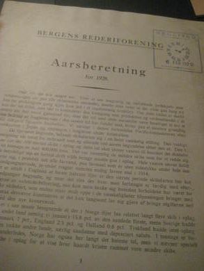 1928, BERGENS REDERIFORENING. AARSBERETNING