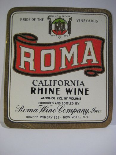 ROMA CALIFORNIA RHINE WINE.