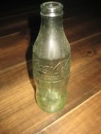 Coca Cola glassflaske, fransk??, ca 19 cm høg. 70 tallet?