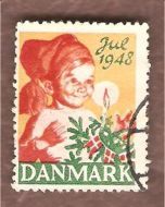 1948, julemerke fra Danmark, stempla.