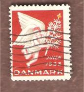 1933, julemerke fra Danmark, stempla.