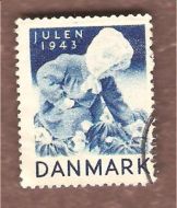 1943, julemerke fra Danmark, stempla.