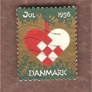 1956, julemerke fra Danmark, stempla.