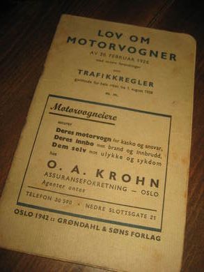 LOV OM MOTORVOGNER, 1926