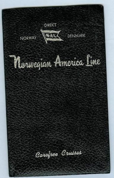 Oppbevaringsmappe for papir, fra Norwegian America Line, 1966.