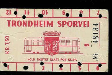 48134. Klippekort fra Trondheim Sporvei.