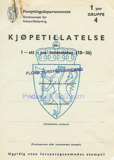 KJØPETILLATELSE fra 1944. Forsyningsnemnda i Florø / Peder B. Solheim