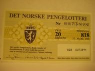 1985, trekning 818,                  DET NORSKE PENGELOTTERI.            Nr. 0073894.