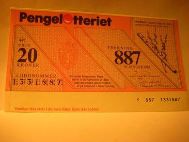 1988, trekning 887,                    Nr. 1331887.