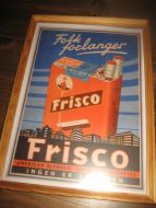 Repro av gammel reklame i glass og ramme, ca 22*31 cm stor. Frisco cigarettes. . 