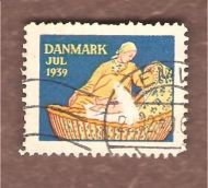 1939, DANSK JULEMERKE, stempla.