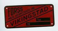 Emaljert reklameskilt, FORSS MEK. VERKSTED, VIKINGSTAD