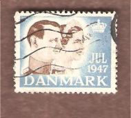 1947, julemerke fra Danmark, stempla.