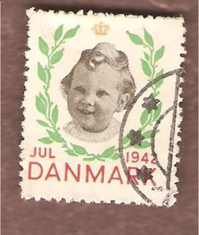 1942, julemerke fra Danmark, stempla.