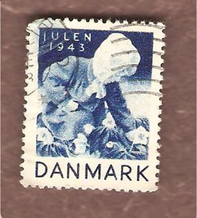 1943, julemerke fra Danmark, stempla.