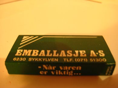 EMBALLASJE, Sykkylven. 80 tallet.