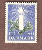 1944, julemerke fra Danmark, stempla.