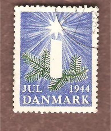 1944, julemerke fra Danmark, stempla.