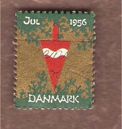 1956, julemerke fra Danmark, stempla.