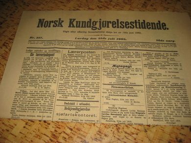 1908,nr 227, Norsk Kundgjørelsestidende.