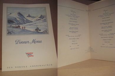 Dinner Menu fra DEN NORSKE AMERIKALINJE, S/S STAVANGERFJORD, 20.mai 1953.