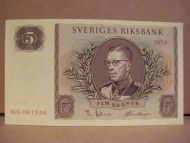 1959, 5 KRONOR, OG 061946, strøken seddel