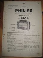 Phillips service dokumentasjon for 890A. 1937.