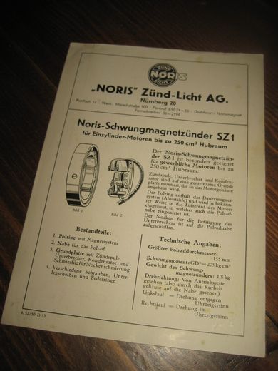 Noris Schwungmagnetzunder SZ1. 1952.