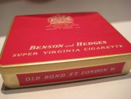 Blikkeske uten innhold, BENSON and HEDGES SUPER VIRGINIA CIGARETTE, 70 tallet.