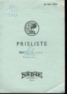 Prisliste fra Sætre 1965