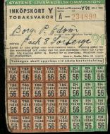 Innkjøpskort for Tobakksvaror mai 1945